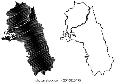Dhamtari district (Chhattisgarh State, division, Republic of India) map vector illustration, scribble sketch Dhamtari map