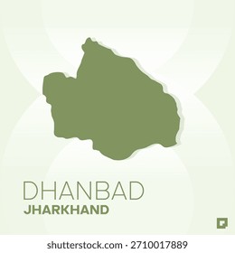 Mapa del distrito de DHANBAD, Jharkhand, India - Esquema de Vector editable.