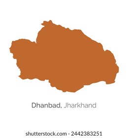 Dhanbad District map of Jharkhand state of India. Vector, illustration.