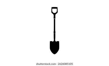 D-Handle Digging Shovel , black isolated silhouette