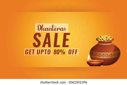 Dhanteras Discount Offer Sale Banner Design, Indian Festival ,Vector illustration design