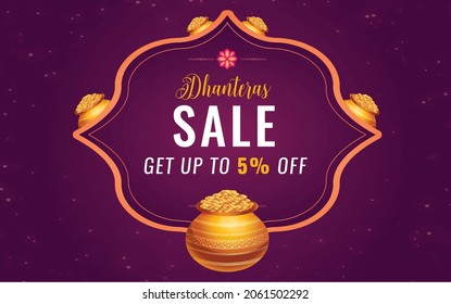 Dhanteras Discount Offer Sale Banner Design, Indian Festival ,Vector illustration design
