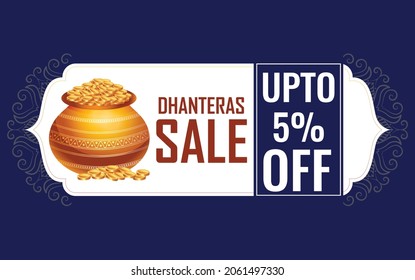 Dhanteras Festival Offer Template with Discount Tag ,Vector illustration design