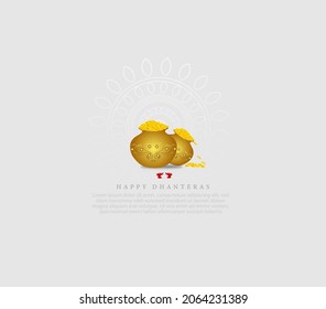 DHANTERAS - ILLUSTRATION OF GOLD COIN IN POT FOR DHANTERAS CELEBRATION-HAPPY DHANTERAS.