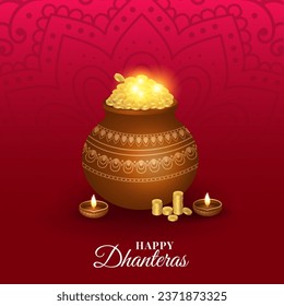 Dhanteras vector illustration during diwali season for prosperity, Happy dhanteras illustration