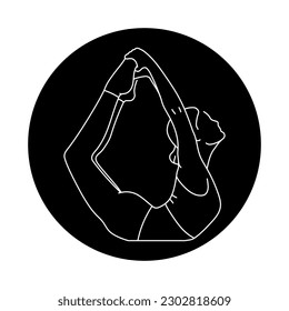 Dhanurasana bow pose color line illustration. Pictogram for web page, mobile app, promo.