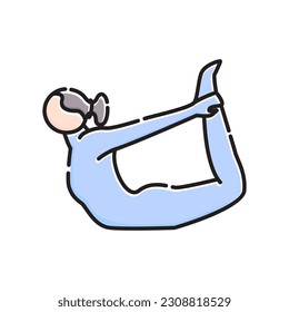 Dhanurasana yoga pose icon, Dhanurasana yoga icon symbol illustration design.