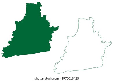 Dhar district (Madhya Pradesh State, Indore division, Republic of India) map vector illustration, scribble sketch Dhar map