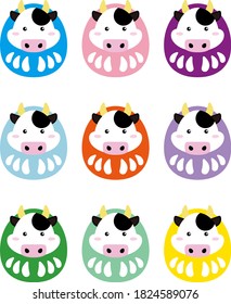 
Dharma cow set that can be used as a material for New Year's cards