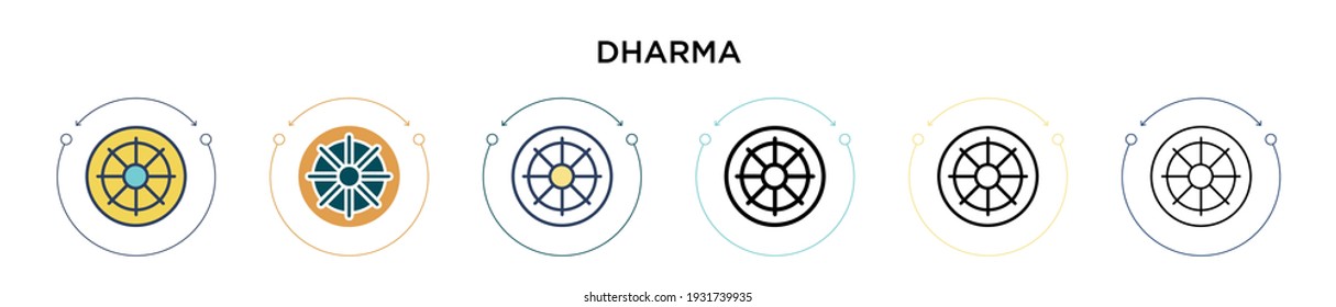 Dharma icon in filled, thin line, outline and stroke style. Vector illustration of two colored and black dharma vector icons designs can be used for mobile, ui, web