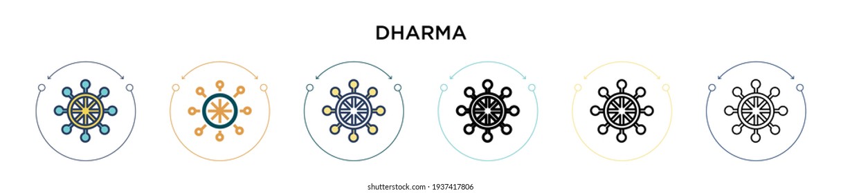 Dharma icon in filled, thin line, outline and stroke style. Vector illustration of two colored and black dharma vector icons designs can be used for mobile, ui, web