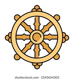 Icono de línea de Dharma. Dharmachakra en el budismo. Elemento aislado de Vector. Trazo editable.