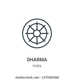 Dharma outline vector icon. Thin line black dharma icon, flat vector simple element illustration from editable india concept isolated on white background