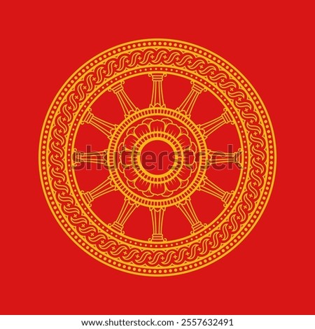 Dharma Wheel, Buddhism Dharmachakra Symbol. Isolated Element