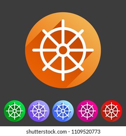 dharma wheel dharmachakra buddhism icon flat web sign symbol logo label