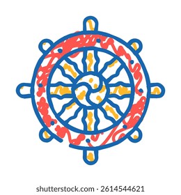 dharma wheel dharmachakra doodle icon sketch vector. dharma wheel dharmachakra sign. isolated symbol illustration