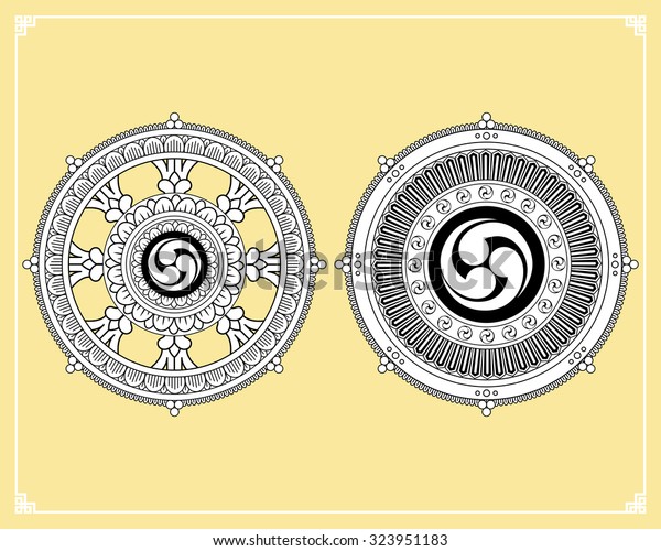 Dharma Wheel Dharmachakra Symbole Rad Von Dharma Stock Vektorgrafik Lizenzfrei