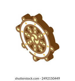 dharma wheel dharmachakra Vector isométrico. dharma wheel dharmachakra signo. ilustración de símbolo aislado