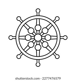 Dharma Wheel icon design. isolated on white  background. vector illustration