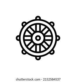 Dharma Wheel Icon. Line Art Style Design Isolated On White Background