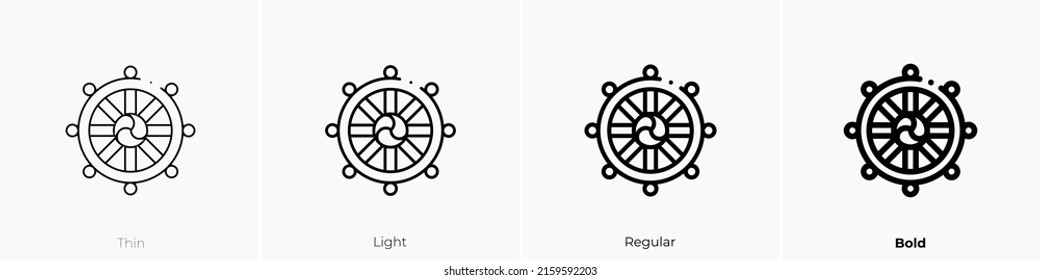 dharma wheel icon. Linear style sign isolated on white background. Vector illustration.