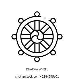 icono de la rueda dharma. Signo de estilo lineal aislado en fondo blanco. Ilustración del vector