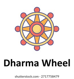 Icono del Vector de la rueda de Dharma que puede modificar o editar fácilmente
