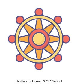 Icono del Vector de la rueda de Dharma que puede modificar o editar fácilmente
