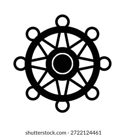 Icono del Vector de la rueda de Dharma que puede modificar o editar fácilmente
