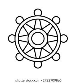 Icono del Vector de la rueda de Dharma que puede modificar o editar fácilmente
