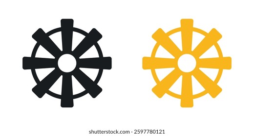 Dharmachakra colored icon set. Stock Vector