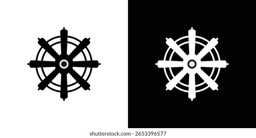 Dharmachakra icon black silhouette for web, and mobile app