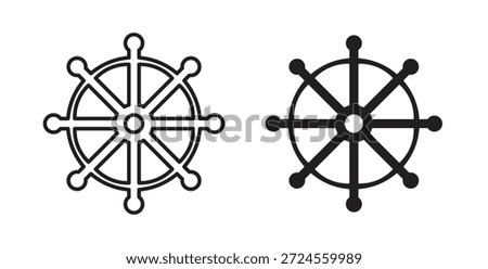 Dharmachakra icon in doodle and stroke style.