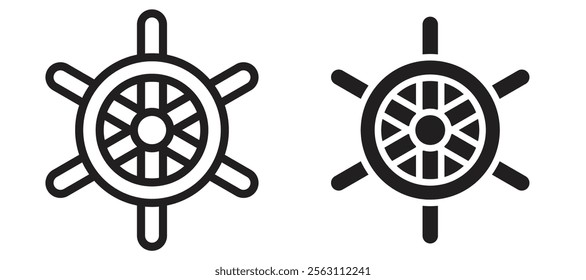 Dharmachakra icons in black line and filled versions