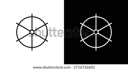 Dharmachakra icons black and white vector, line icon set.
