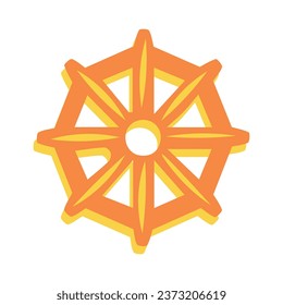 Dharmachakra on white background. Symbol of Buddhism