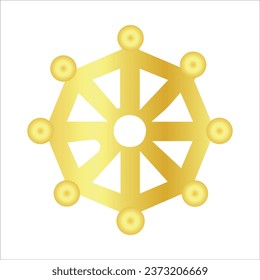Dharmachakra on white background. Symbol of Buddhism
