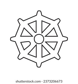 Dharmachakra on white background. Symbol of Buddhism