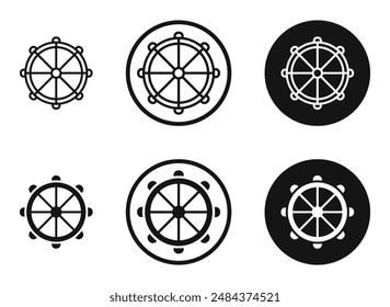 Dharmachakra outlined icon vector collection.