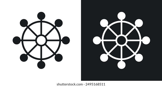 Dharmachakra vector icon set in solid style.