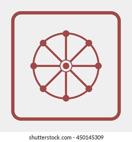 Dharmachakra / Wheel of Dharma - a symbol of Buddhism and Hinduism flat icon.