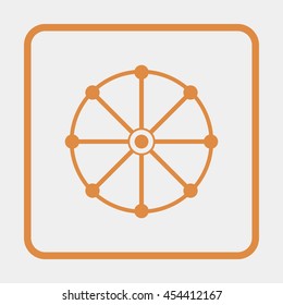 Dharmachakra / Wheel of Dharma - a symbol of Buddhism and Hinduism flat icon.