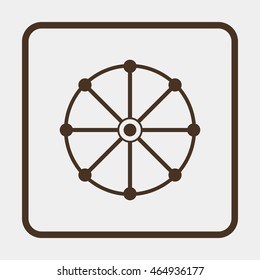 Dharmachakra / Wheel of Dharma - a symbol of Buddhism and Hinduism flat icon.