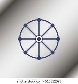 Dharmachakra / Wheel of Dharma - a symbol of Buddhism and Hinduism flat icon.