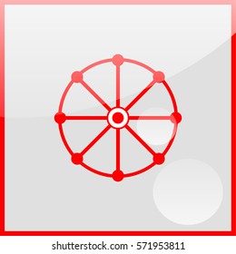 Dharmachakra / Wheel of Dharma - a symbol of Buddhism and Hinduism flat icon.