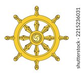 Dharmachakra or wheel of dharma. Is a widespread symbol used in Indian religions such as Hinduism, Jainism, and especially Buddhism.