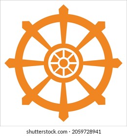 Dharmachakra(The Wheel of the Law )is the single most important symbol of Buddhism - Vector Illustration