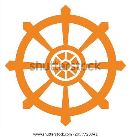 Dharmachakra(The Wheel of the Law )is the single most important symbol of Buddhism - Vector Illustration