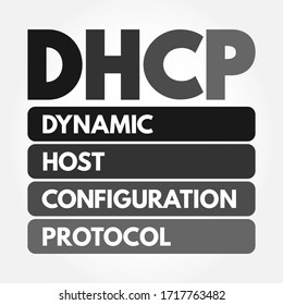 DHCP - Dynamic Host Configuration Protocol acronym, technology concept background