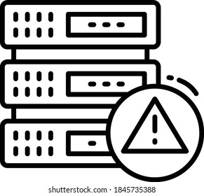 DHCP Server Announce An Alert Concept, Database Machine Error Vector Icon Design, Cloud Computing And Web Hosting Services Symbol On White Background, Network Outage Sign